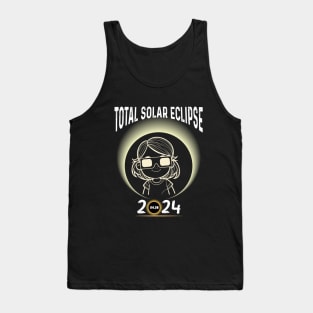 Solar Eclipse 2024 Shirt Total Eclipse April 8th 2024 Little Girl Tank Top